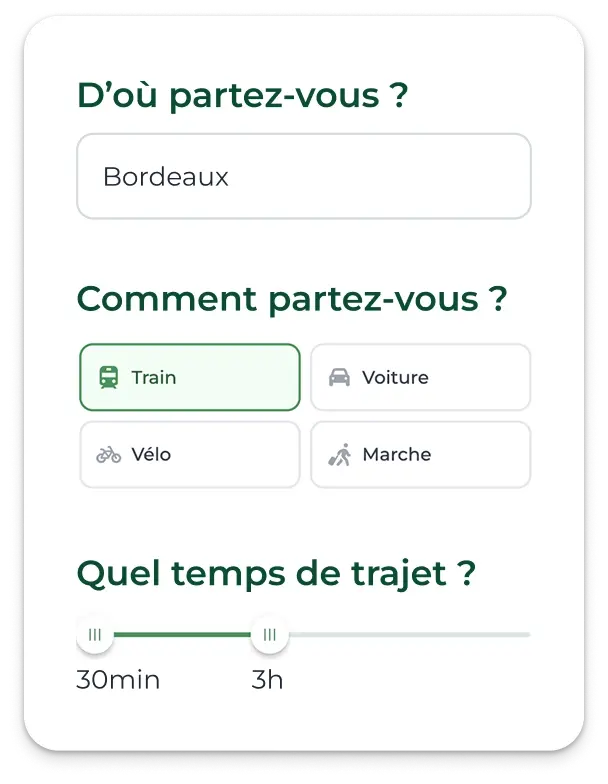 GreenGo - Illustration du formulaire de la section explore