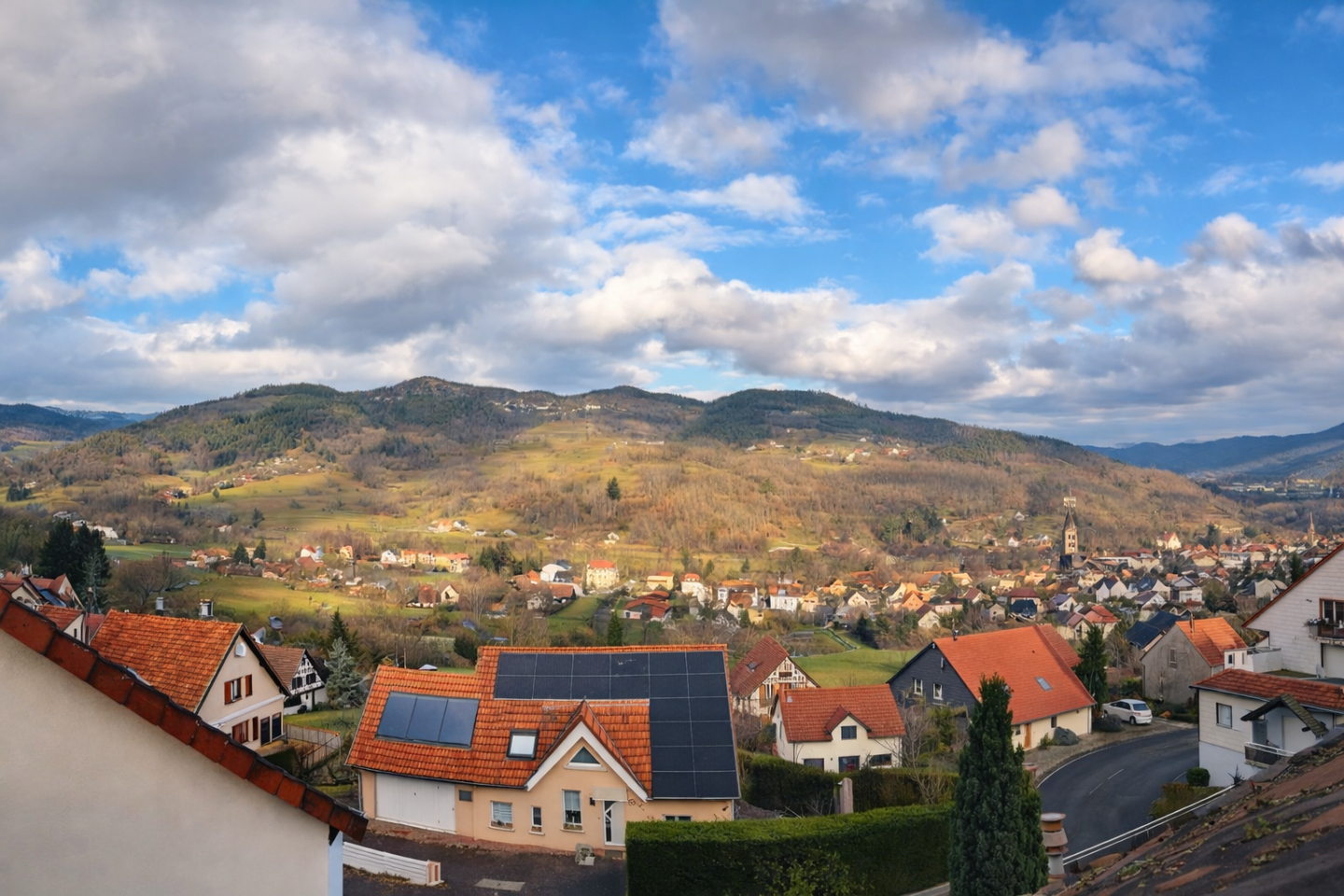 GreenGo Vue panoramique sur Munster - terrasse forêt