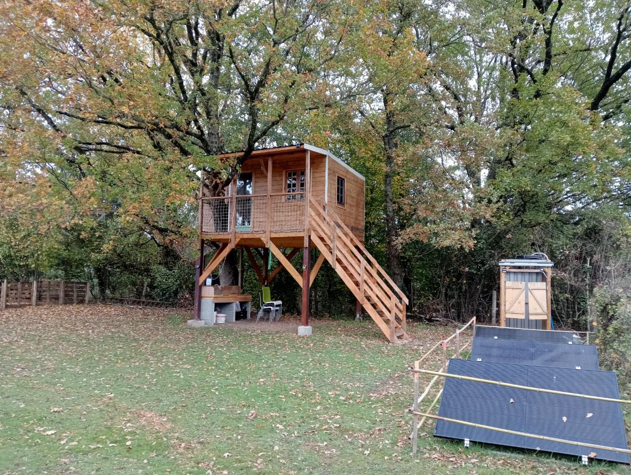 Cabane perchée et le chêne