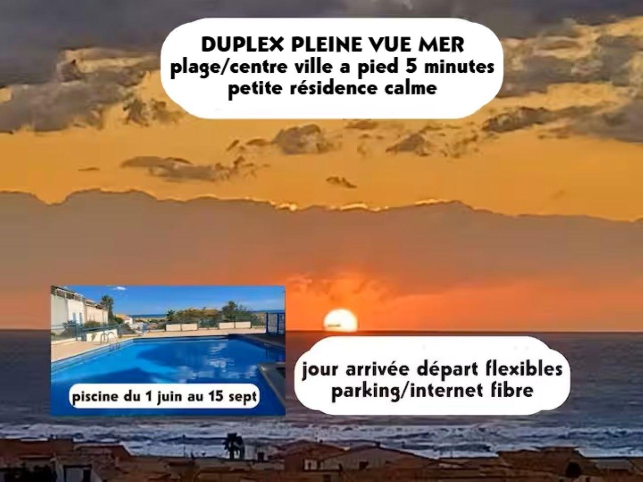 GreenGo Duplex pleine vue mer piscine plage a pied 5 minutes internet parking