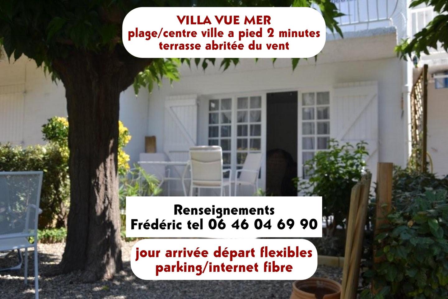 Villa vue mer plage a pied 2 minutes internet parking