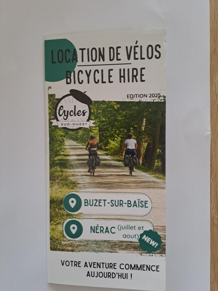 location de vélos au "Cycles du Sud-Ouest" à Buzet-sur-Baïse