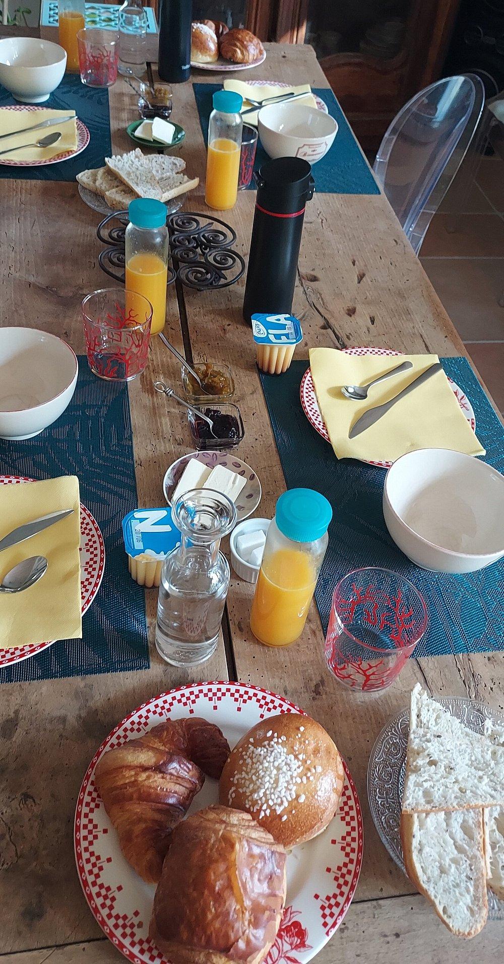 Petit-déjeuner gourmand sous la tonnelle ombragée