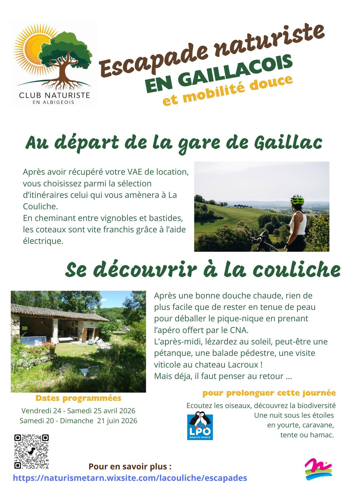 Escapades naturiste en Gaillacois et mobilité douce