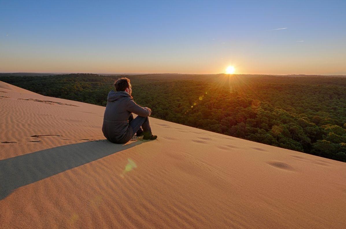 Soleil levant depuis le sommet de la dune du Pilat