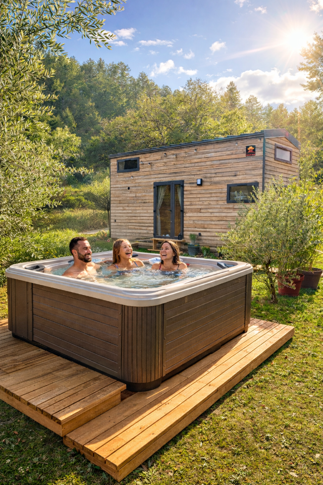 Spa privatif devant la Tiny