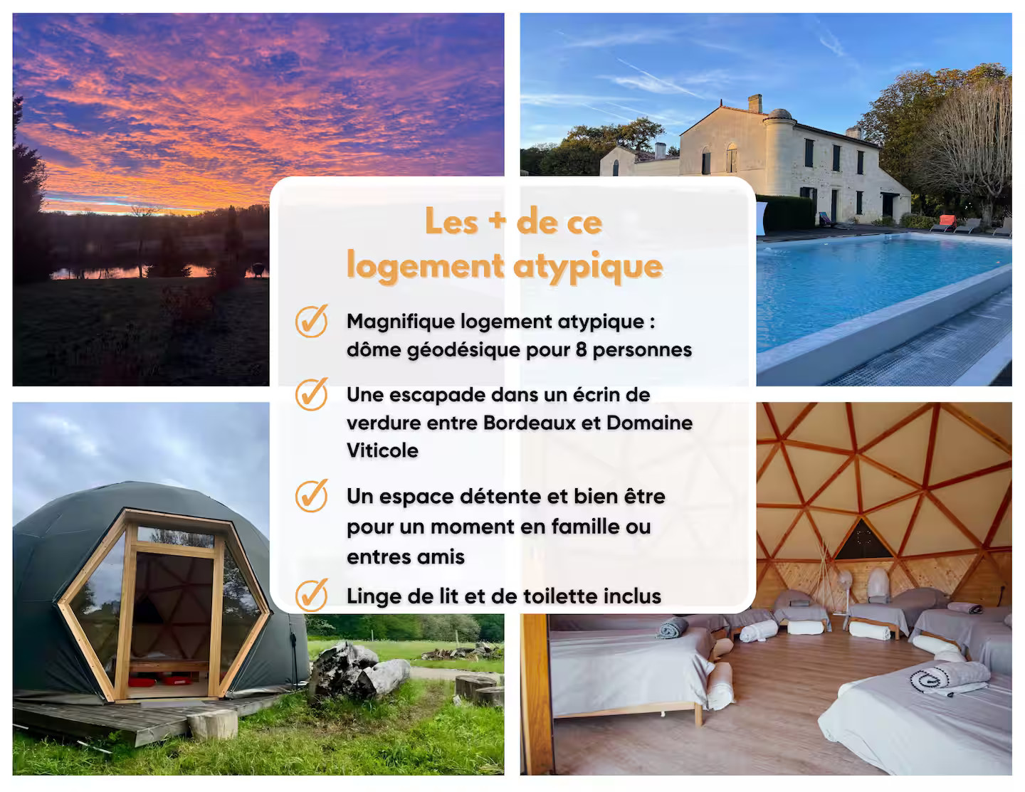 Logement GreenGo: Dôme géodésique 8 personnes et son lac privé