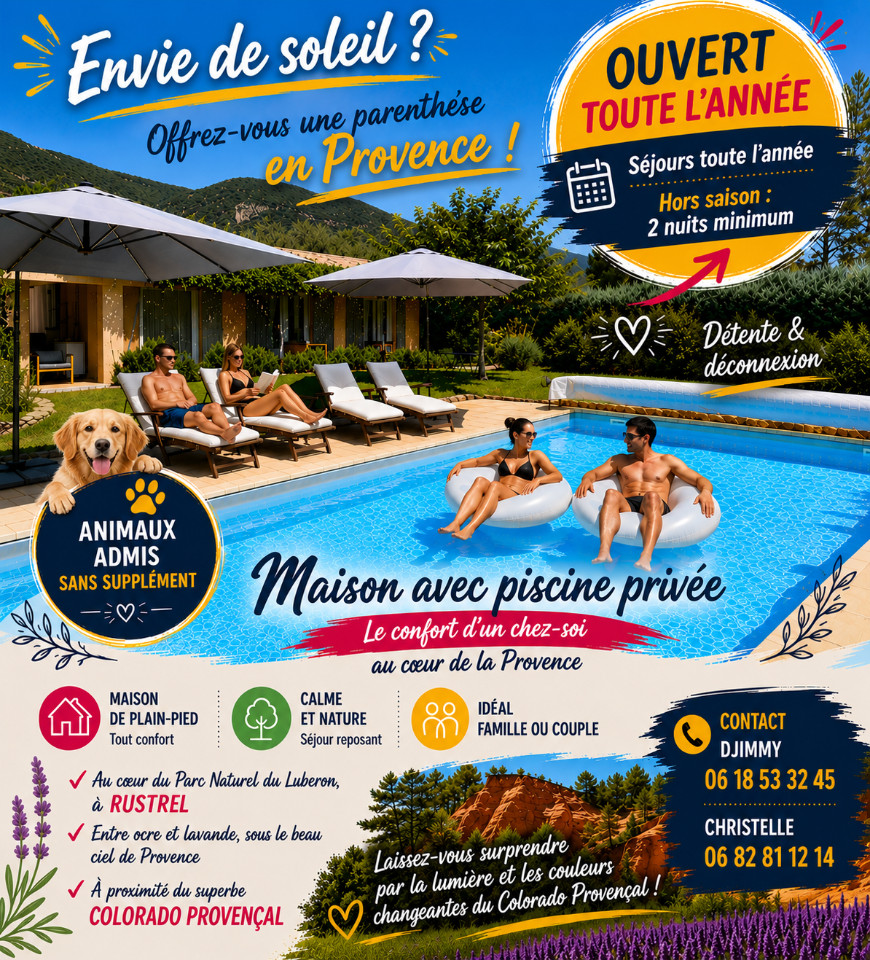 Gîte aux 4 saisons du Colorado provençal dans le Luberon