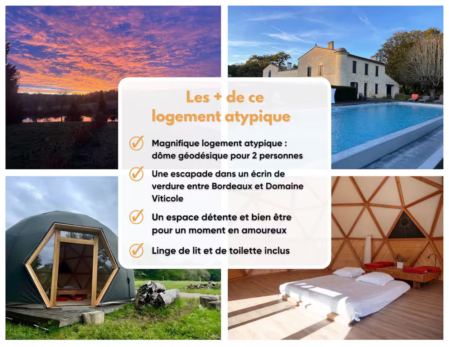 Logement GreenGo: Dôme nature insolite pour 2 avec vue du lac privé
