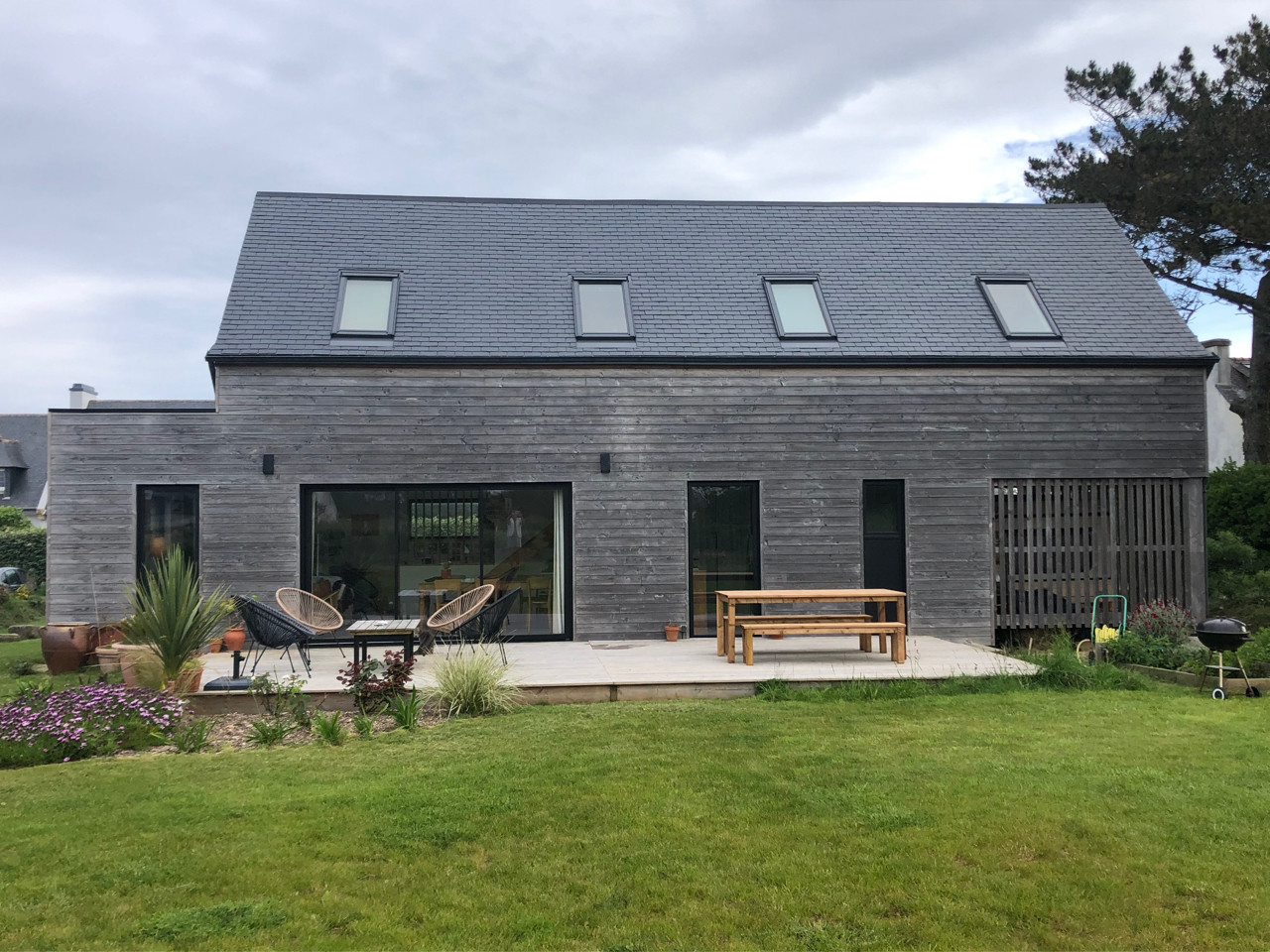 Maison d'architecte en bois, mer et campagne