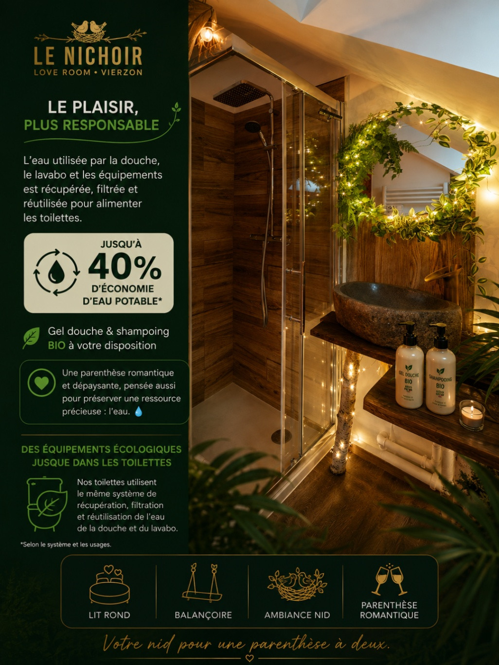 🌿 le Nichoir – Nid romantique insolite avec lit rond et balançoire à Vierzon