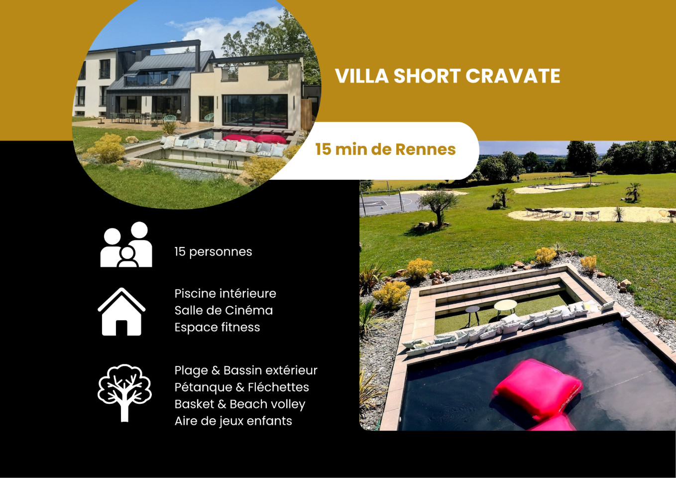 Hôte GreenGo: Villa Short Cravate -5*- 15pers- Piscine intérieure & cinéma - Proche Rennes