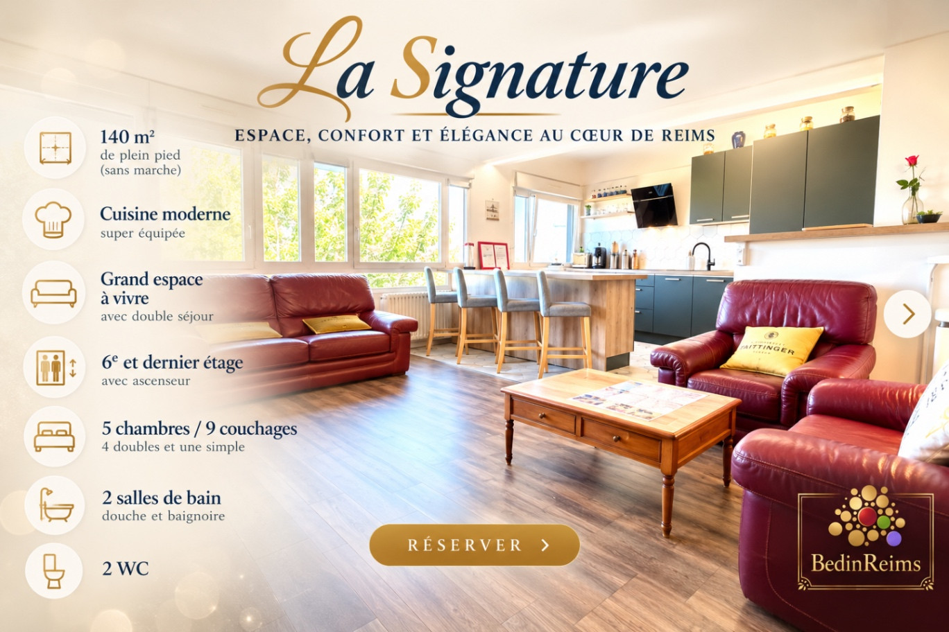 Hôte GreenGo: Bedinreims:  4 appartements cosy & chic en centre-ville avec parking gratuit et wifi