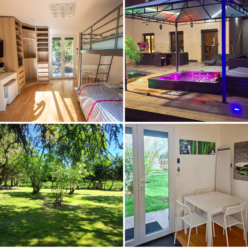Studio 4 pers., jacuzzi, jardin de 3 800 m2, parking
