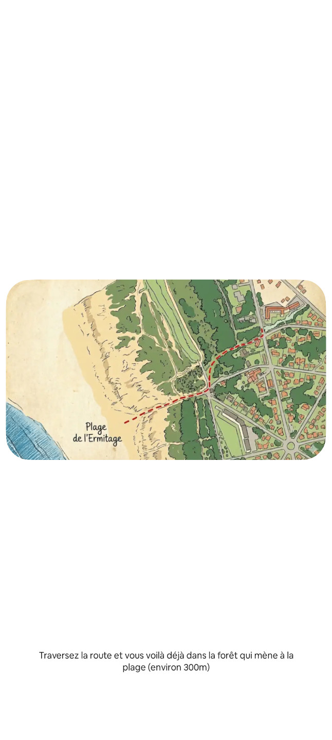 Traversez la route, la forêt vous mène à la mer