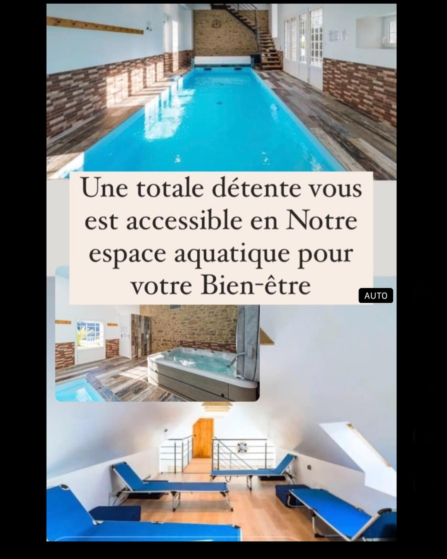 Piscine en intérieur avec SPA, salle de relaxation