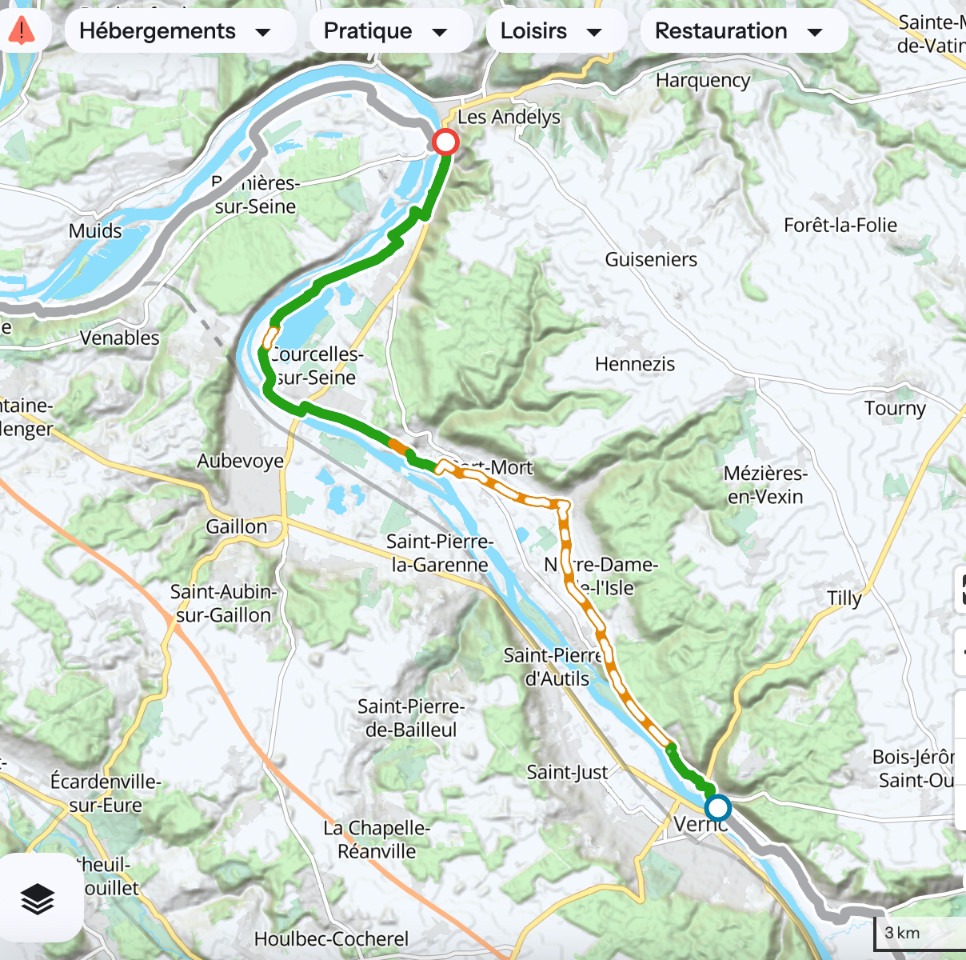 Accès de Vernon à la  "Seine à vélo" Giverny-Vernon-Les Andelys soit un tronçon de 30 kms