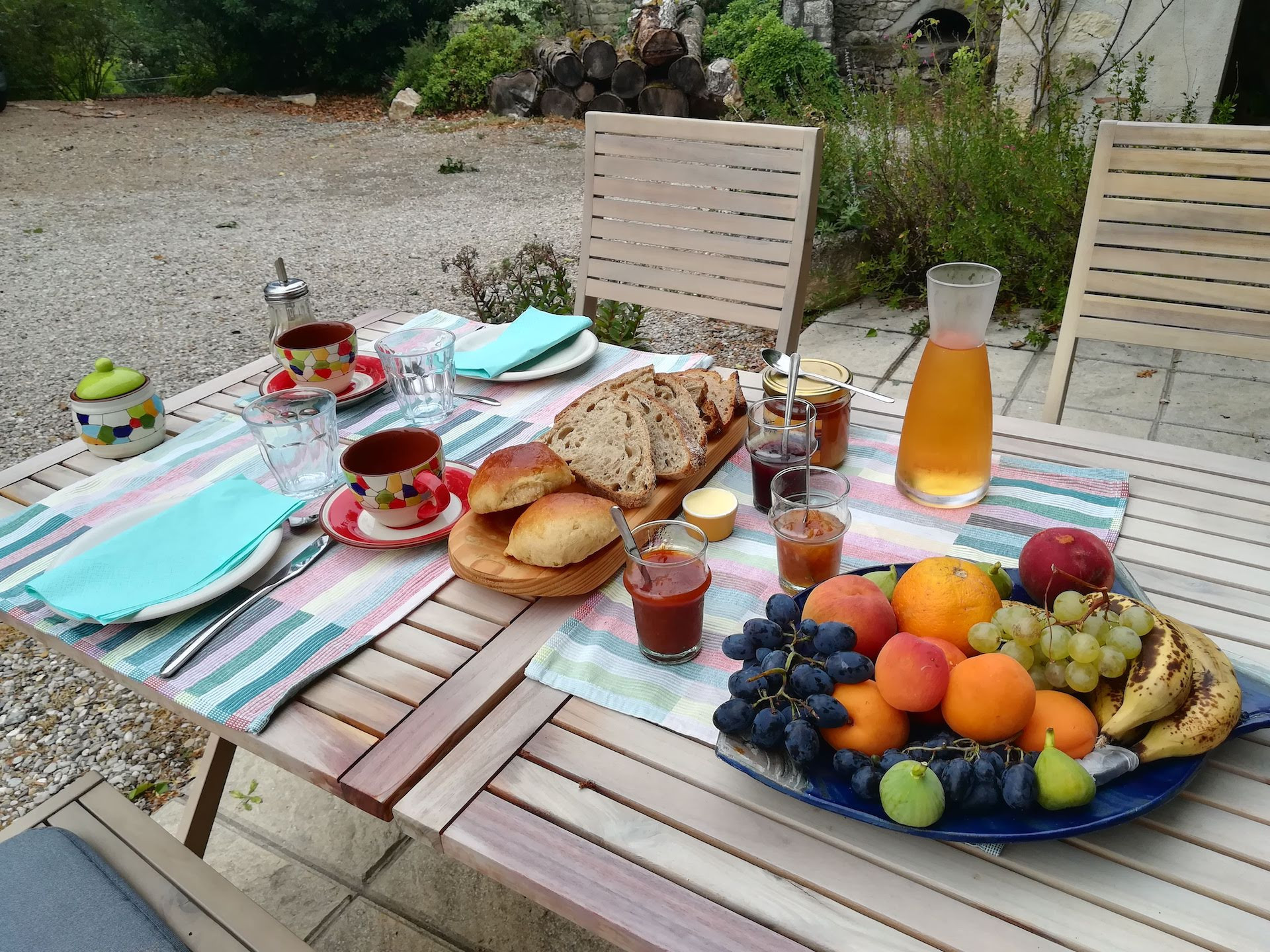 Petit-déjeuner avec des produits locaux la plupart bio et maison