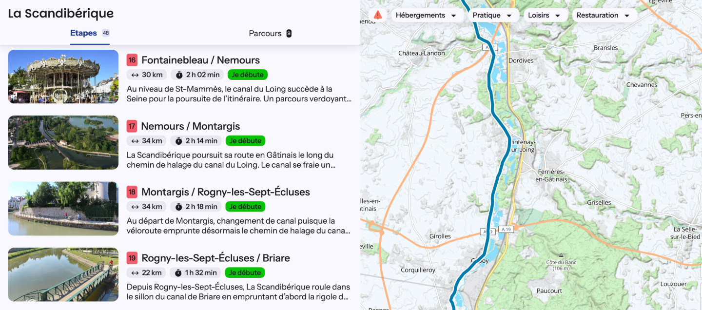 Routes et parcours cyclables