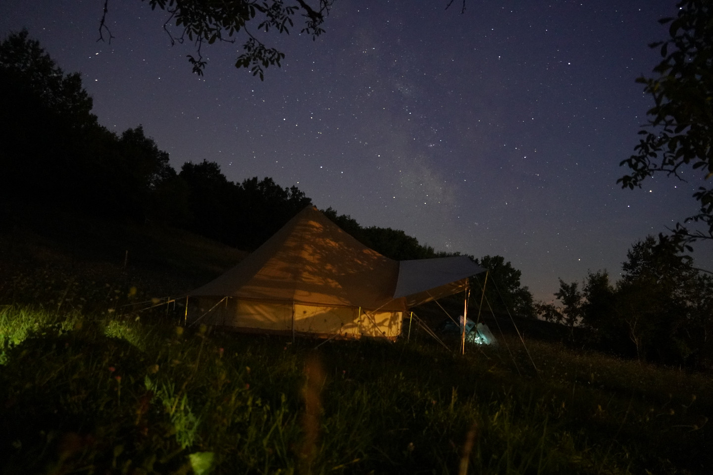 Ciel étoilé et des étoiles filantes en août