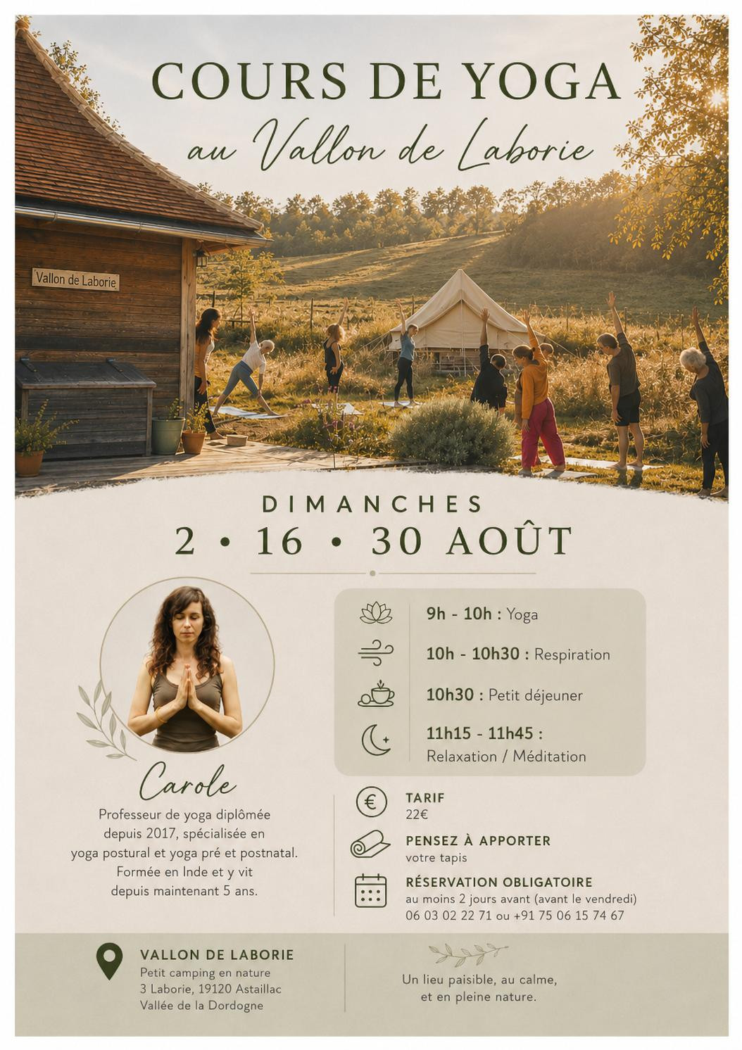 Séances de Yoga en Aout