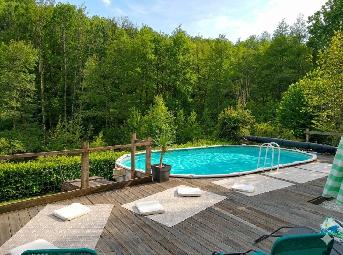 La piscine nichée au cœur la verdure